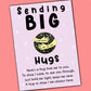 Sending Big Hugs Pin Badges With Personalised Purple Heart Message Cards