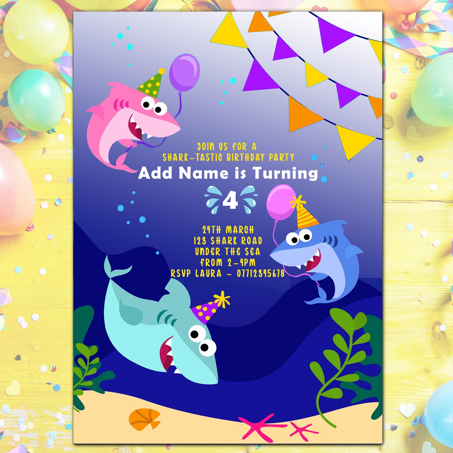 Shark-tastic Birthday Party Invitations