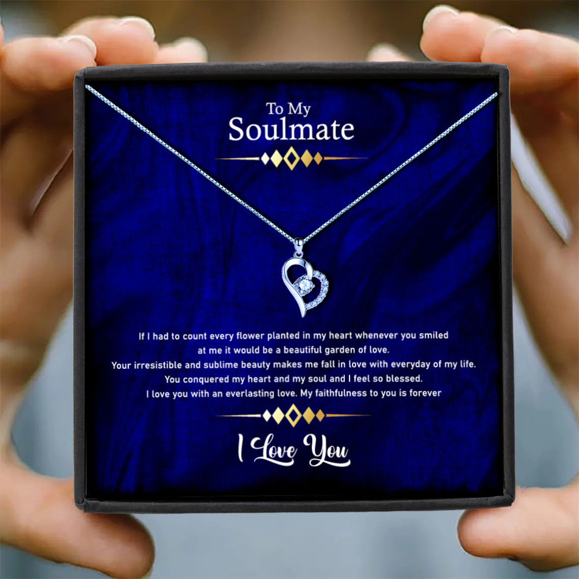 To My Soulmate - Elegant Royal Blue Message Necklace