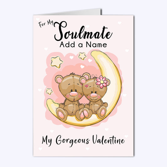 Personalised Soulmate Love Bears Valentine's Day Cards