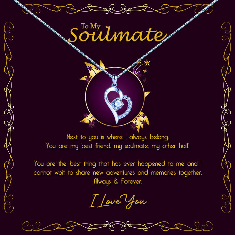 To My Soulmate - Elegant Purple & Gold Message Necklace