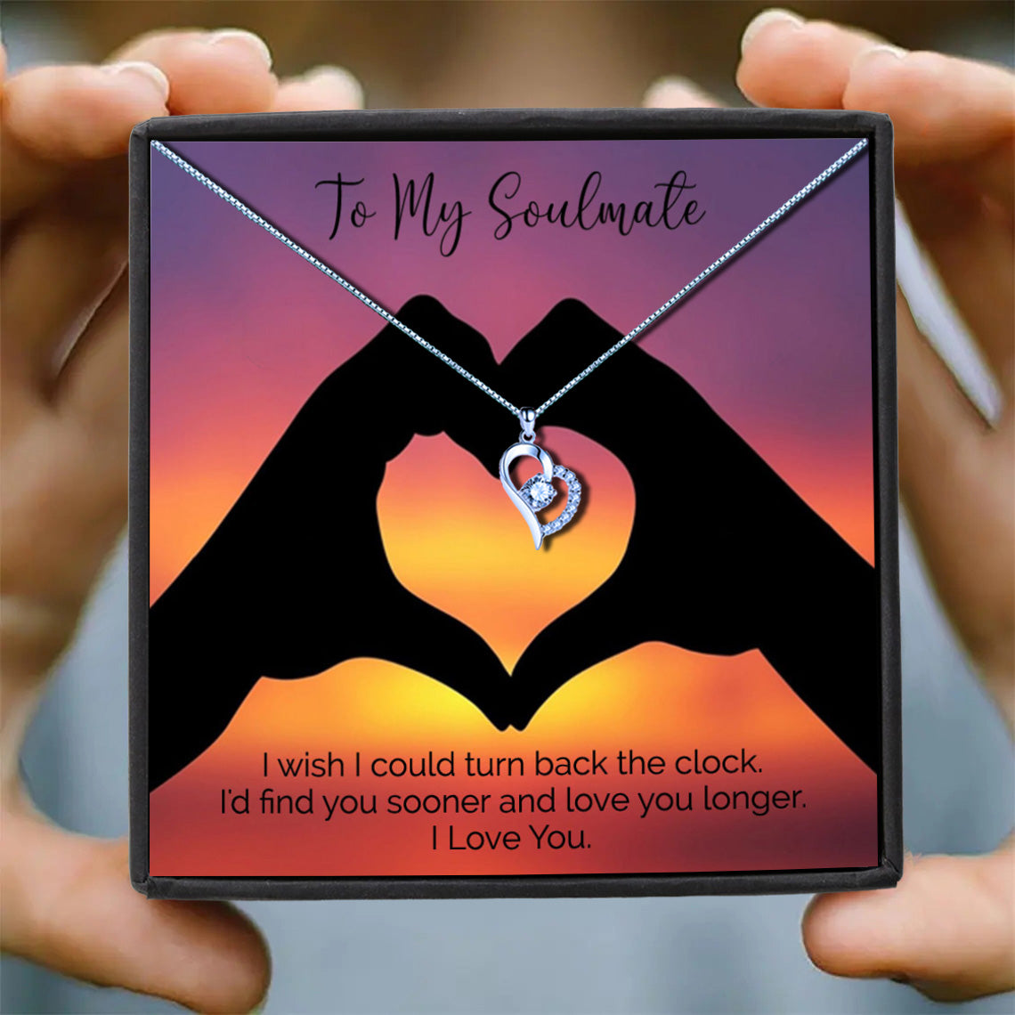 To My Soulmate - Sunset Heart Message Necklace