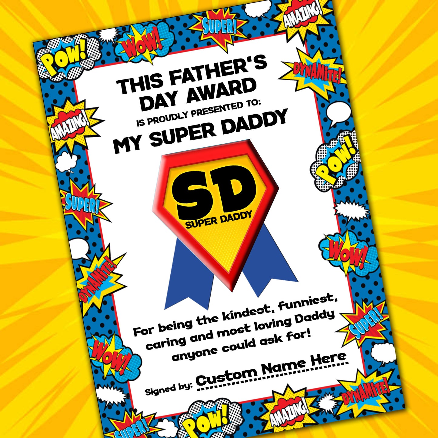 My Super Daddy Father's Day Certificate