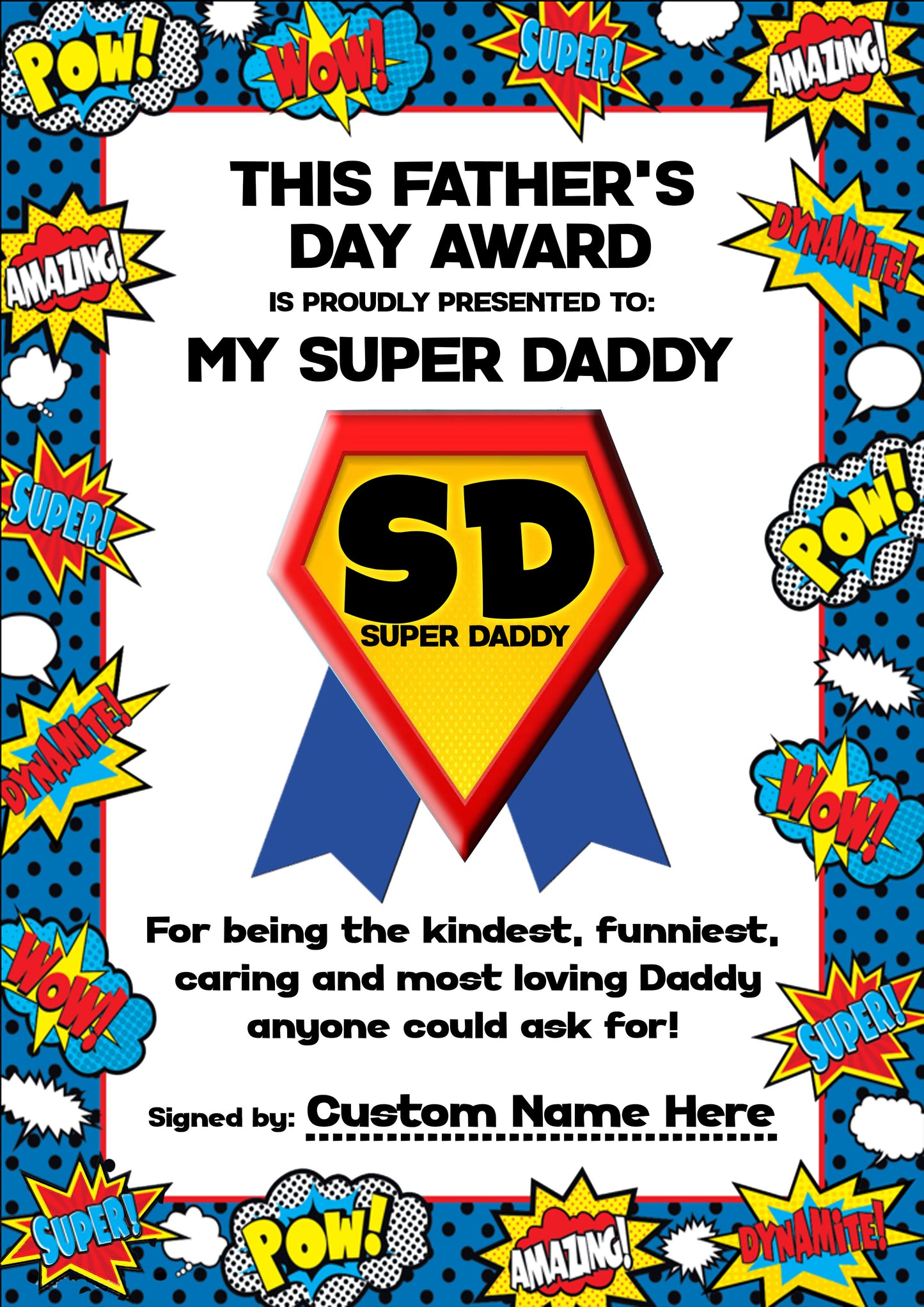 My Super Daddy Father's Day Certificate