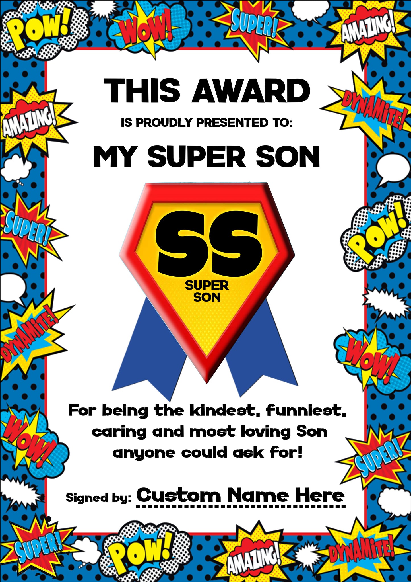 My Super Son Certificates