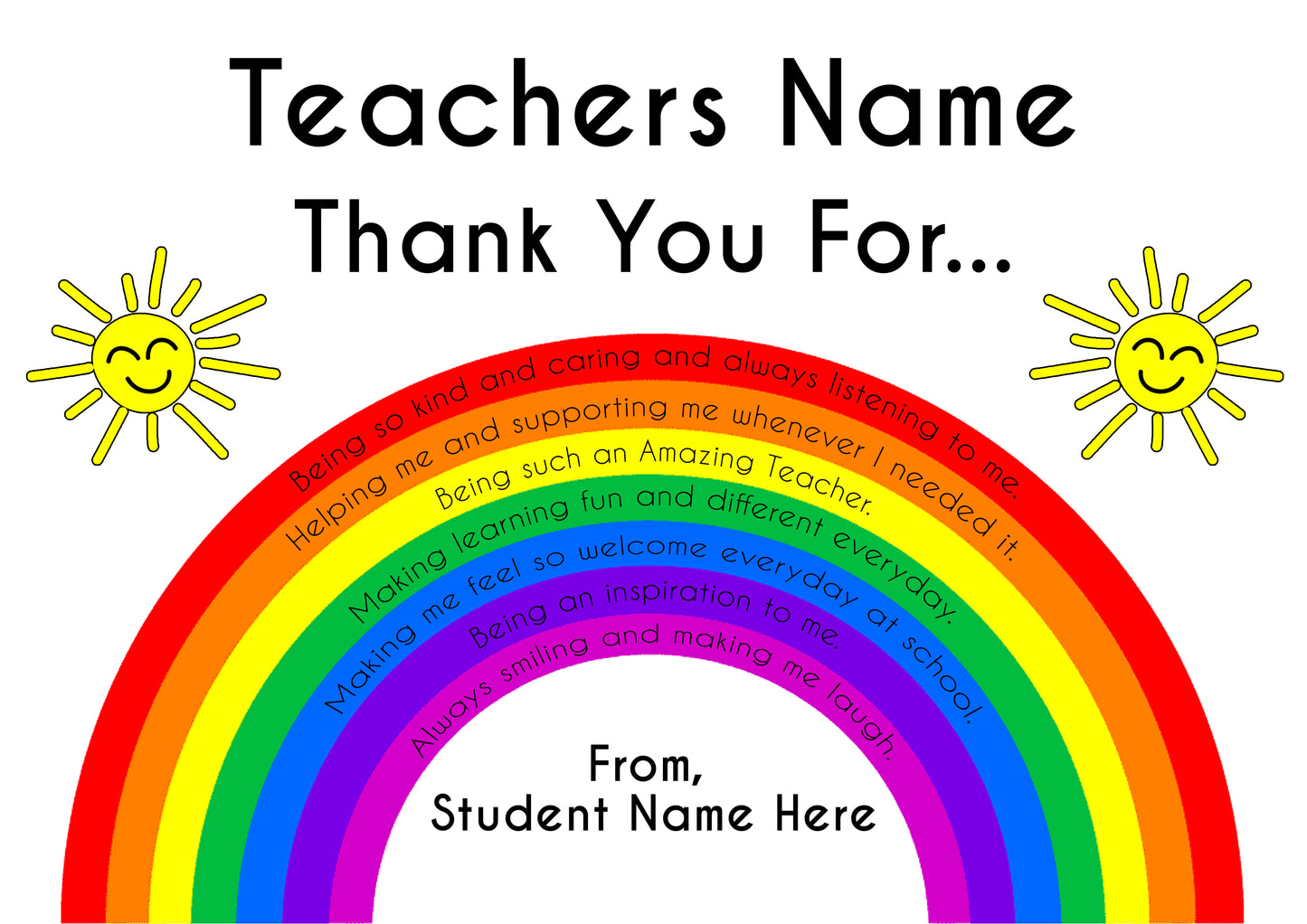 Thank You Teachers Rainbow Award Certificate