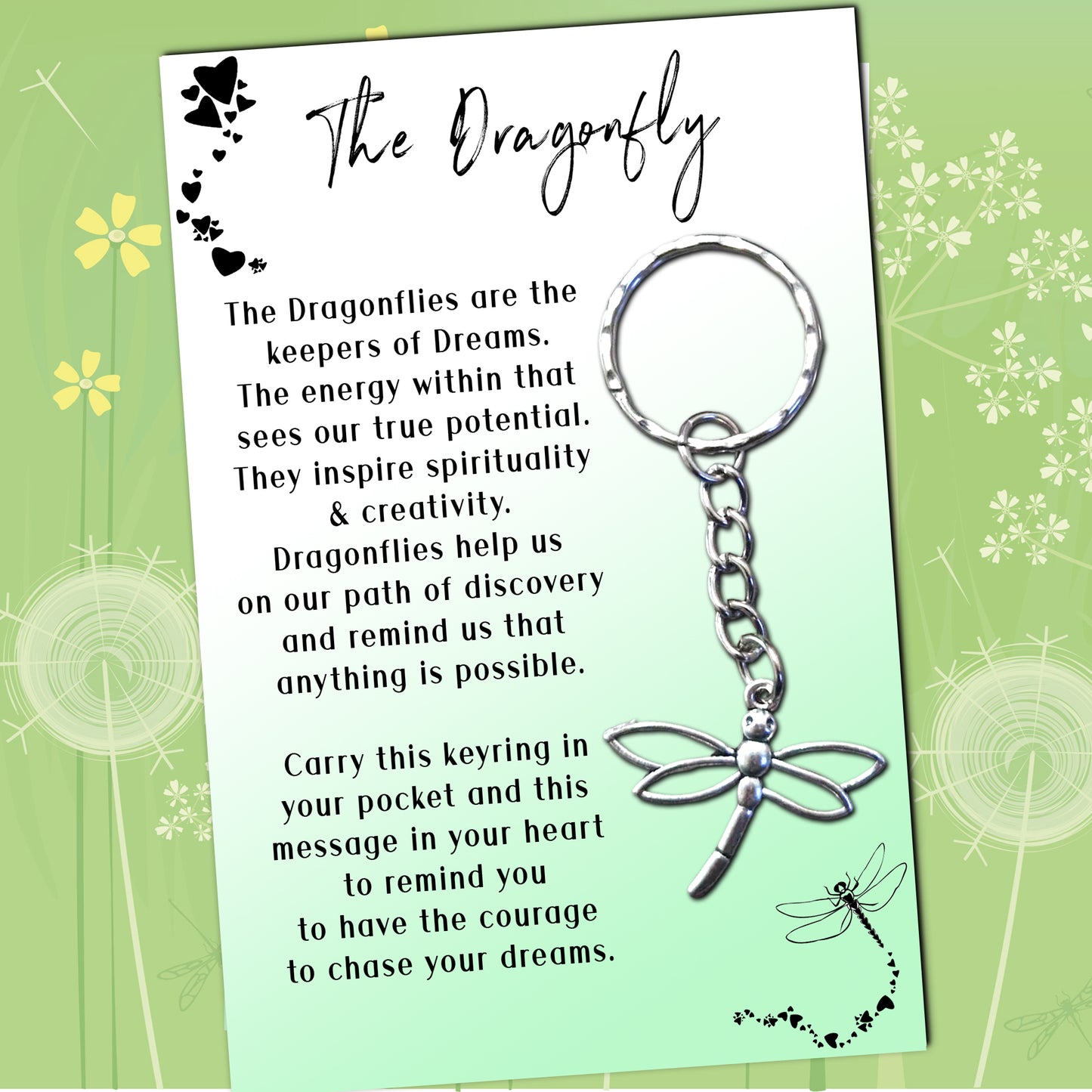 Dragonfly Keyring & Personalised Message Card