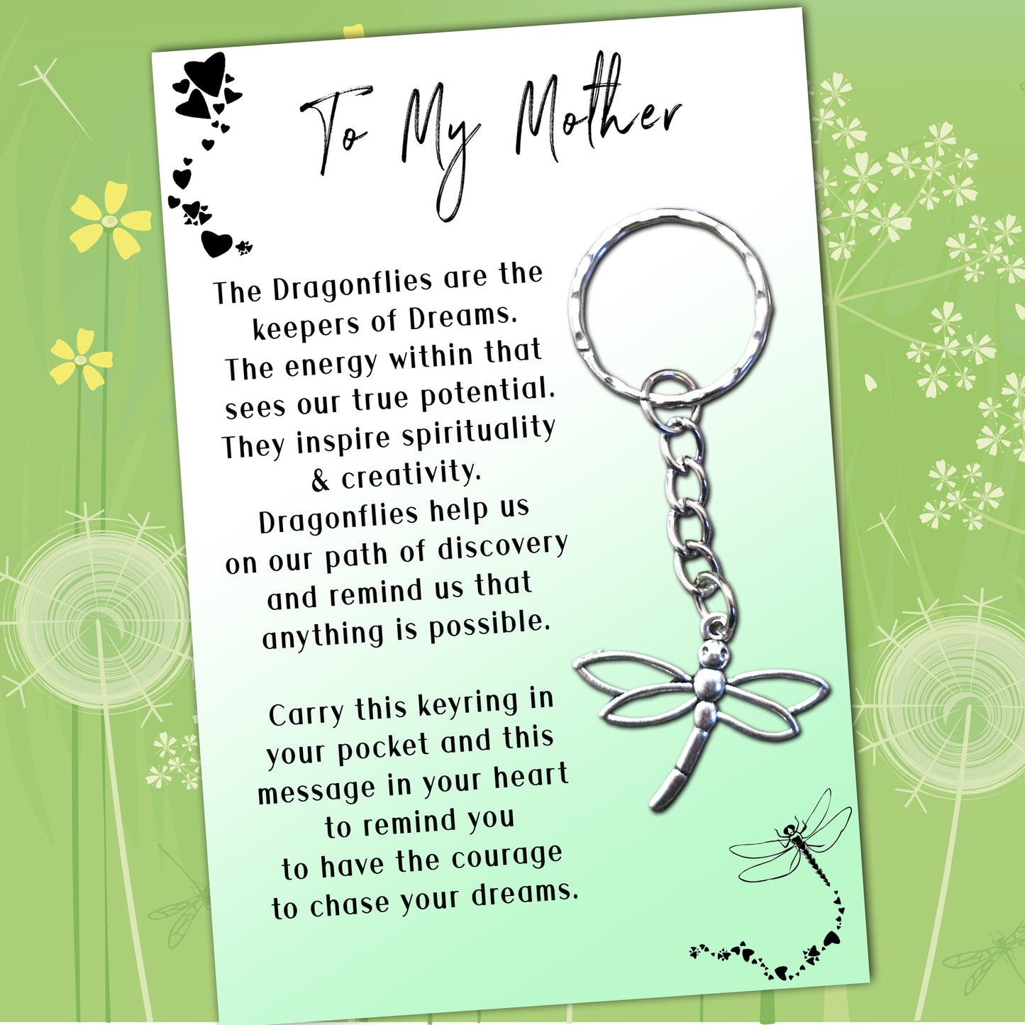Mother Dragonfly Keyring & Personalised Message Card