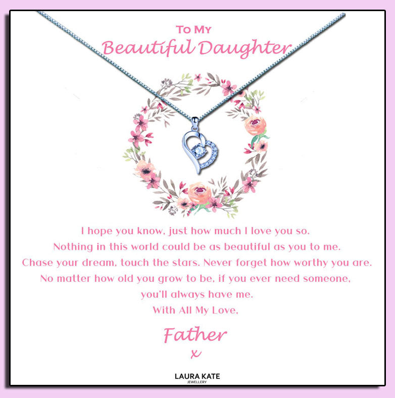 Beautiful Daughter - Floral Ring Message Necklace