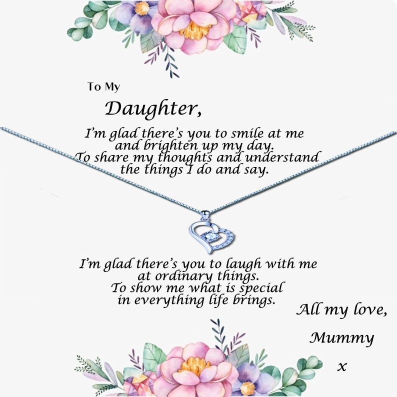 To My Daughter - Floral Border Message Necklaces