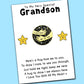 Pocket Hug Pin Badges With Very Special Grandson Star Message Cards