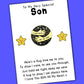 Pocket Hug Pin Badges With Very Special Son Star Message Cards