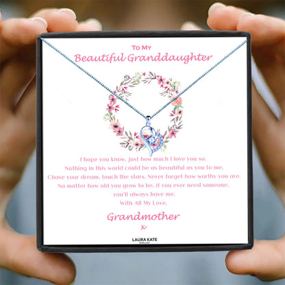 Beautiful Granddaughter - Floral Ring Message Necklace