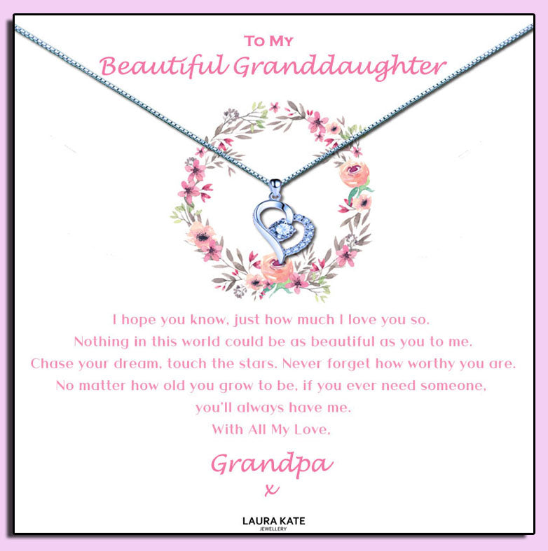 Beautiful Granddaughter - Floral Ring Message Necklace