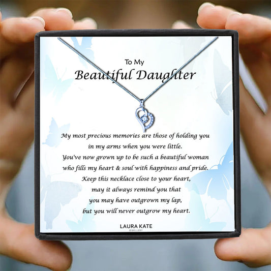 Beautiful Daughter - Blue Butterflies Message Necklace