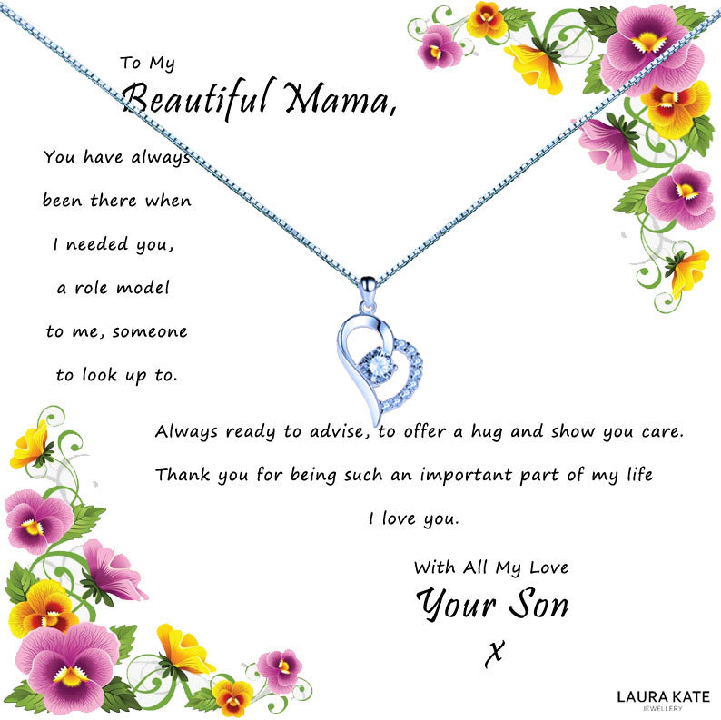 Beautiful Mother - Colourful Flowers Message Necklace