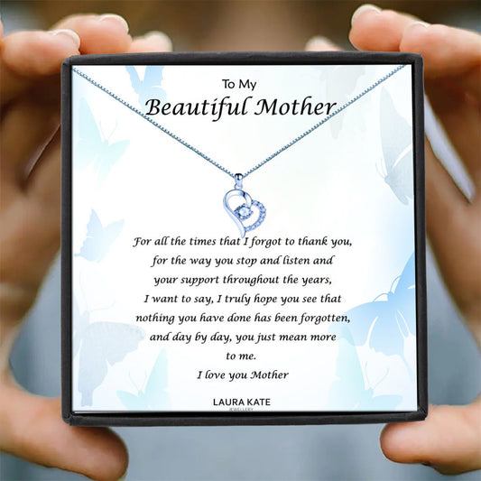Beautiful Mother - Blue Butterflies Message Necklace