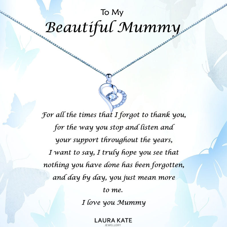 Beautiful Mother - Blue Butterflies Message Necklace