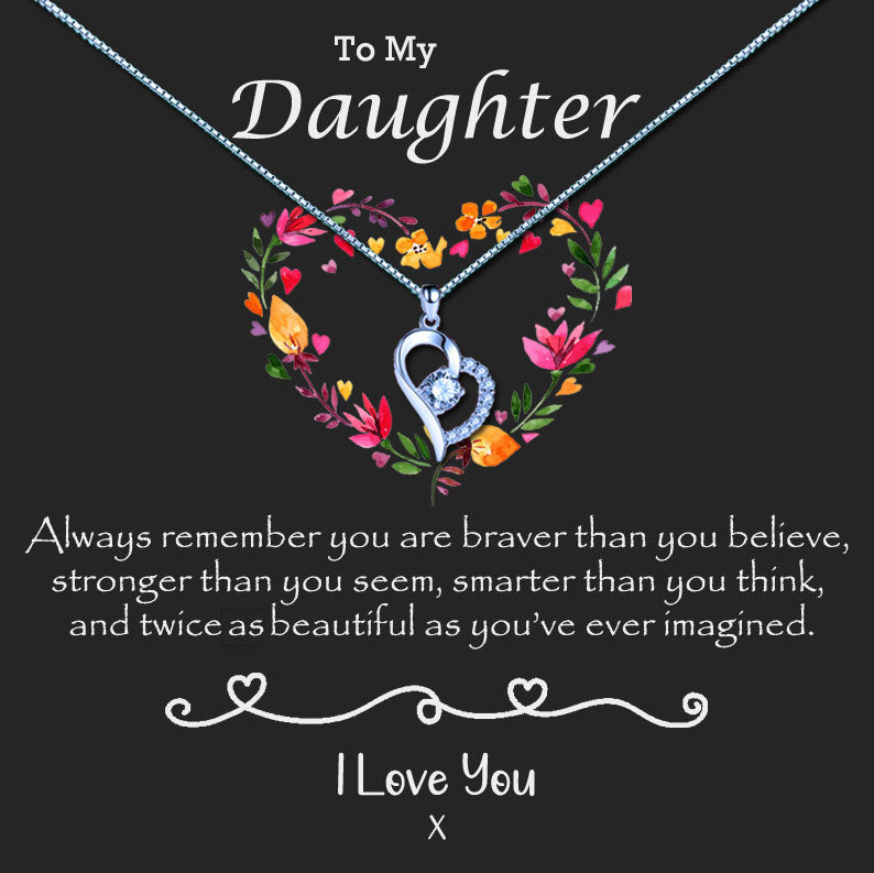 To My Daughter - Floral Heart Message Necklaces
