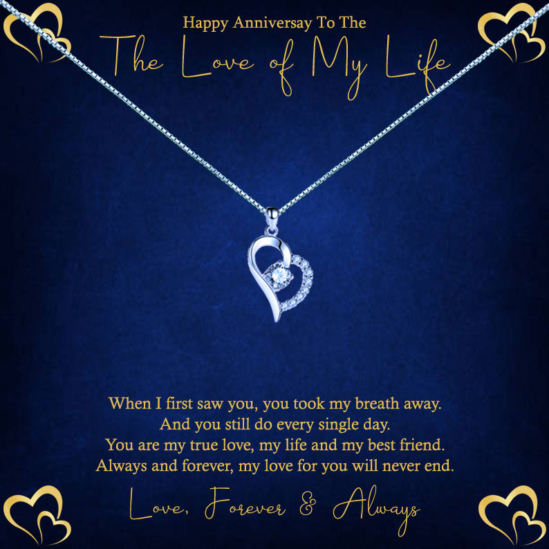 The Love of My Life Gold Hearts Message Necklaces