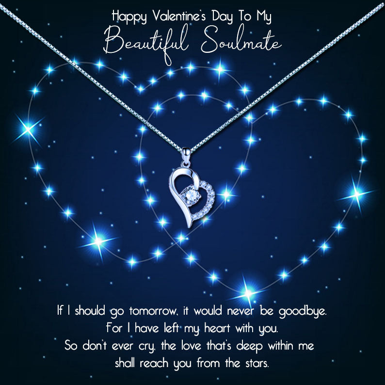 Valentine's Day Soulmate Heart Shaped Necklace & Star Sky Hearts Message Jewellery Box