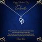 Valentine's Day Soulmate Heart Shaped Necklace & Royal Blue and Gold Message Jewellery Box