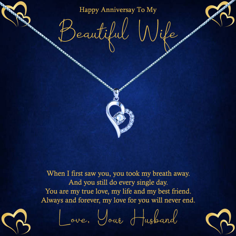 Beautiful Wife Gold Hearts Message Necklaces