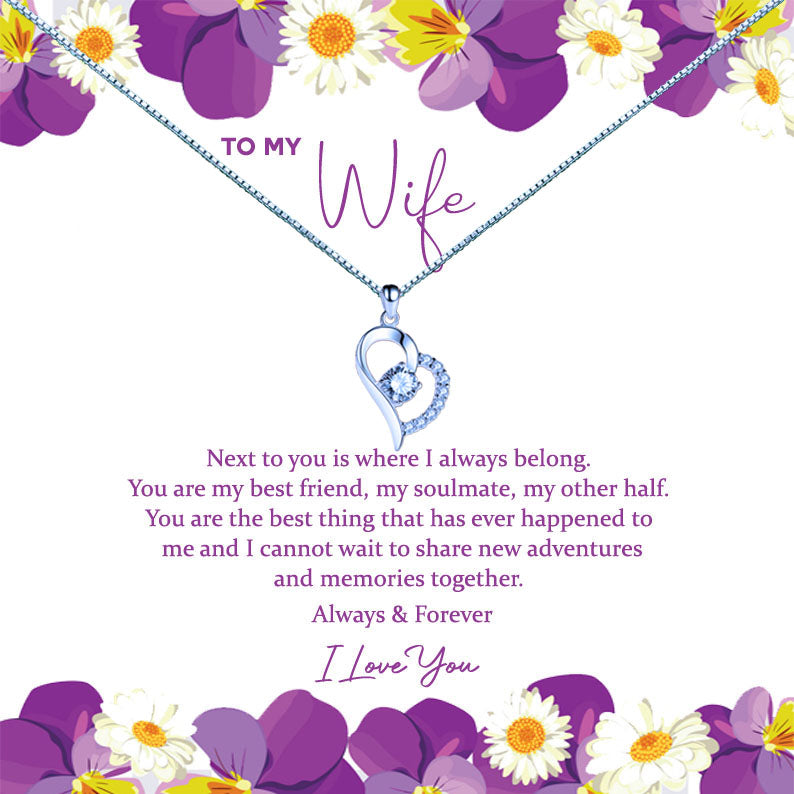 To My Wife - Purple Daisy Message Necklace