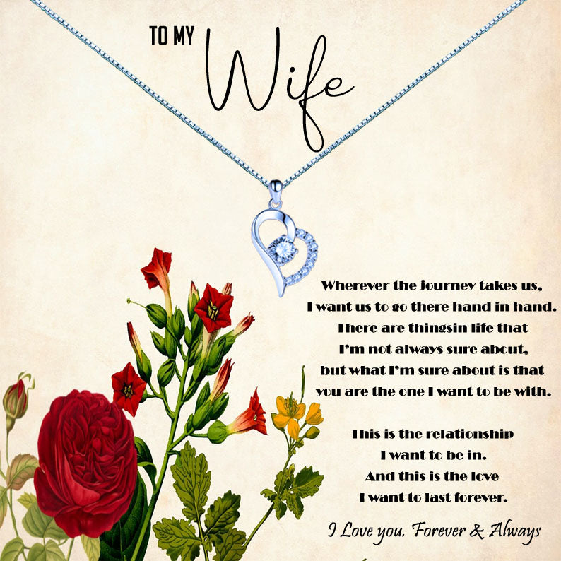 To My Wife - Red Rose Message Necklace