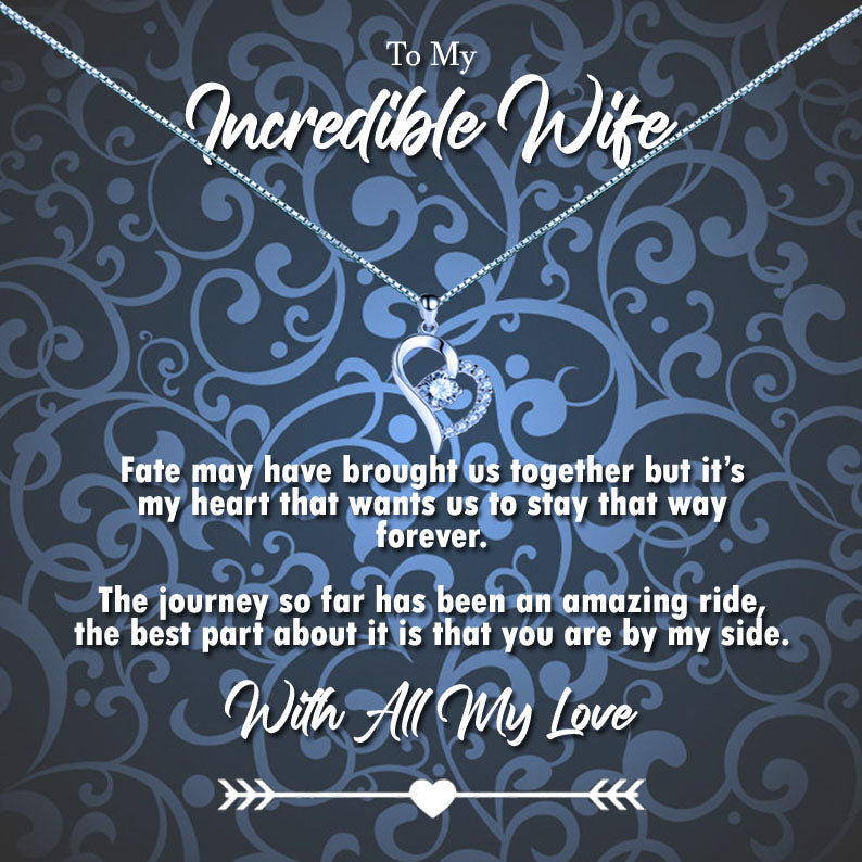 To My Incredible Wife - Vintage Blue Swirl Message Necklace