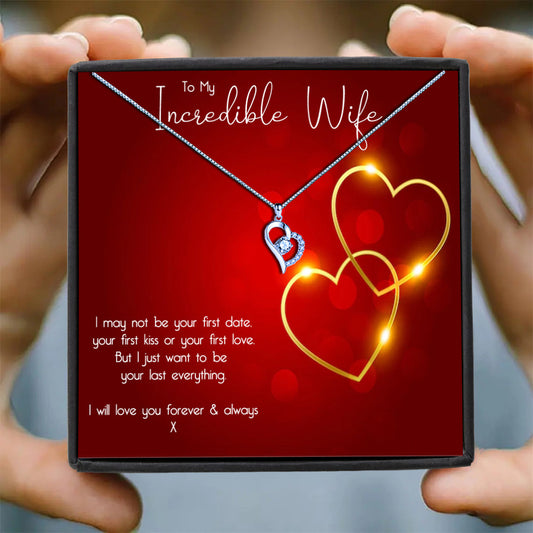 To My Incredible Wife - Romantic Red Gold Heart Message Necklace