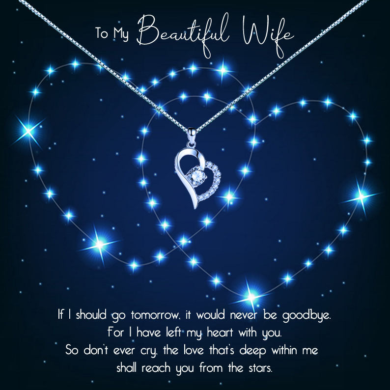 To My Beautiful Wife - Star Hearts Message Necklace