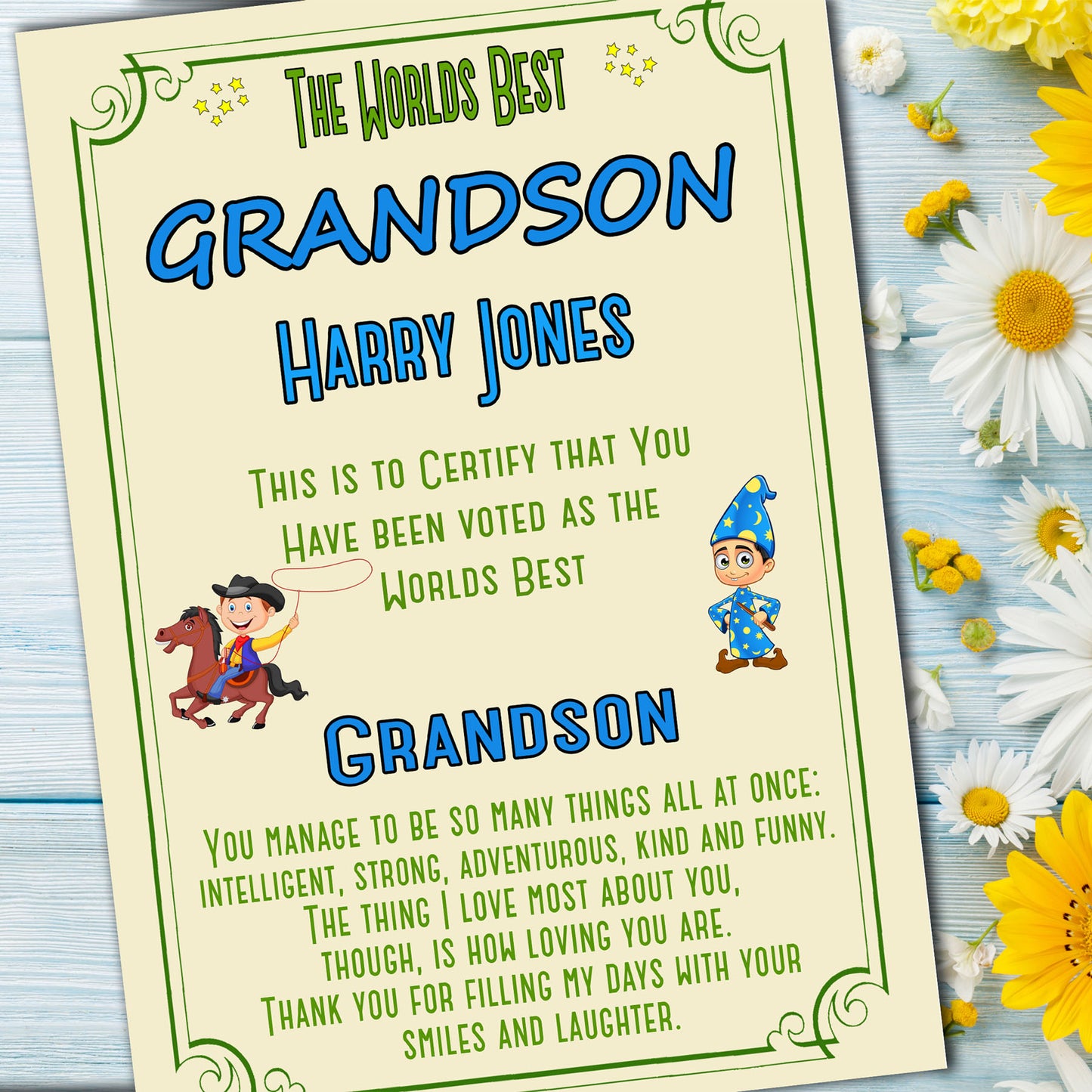 The Worlds Best Grandson Certificate Gift