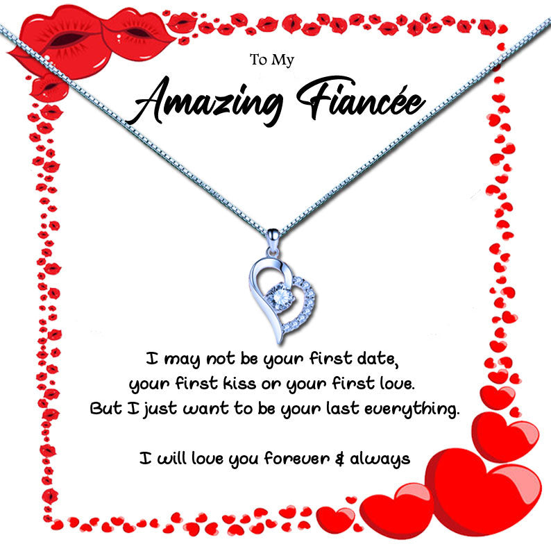 To My Amazing Fiancée - Kiss Heart Message Necklaces
