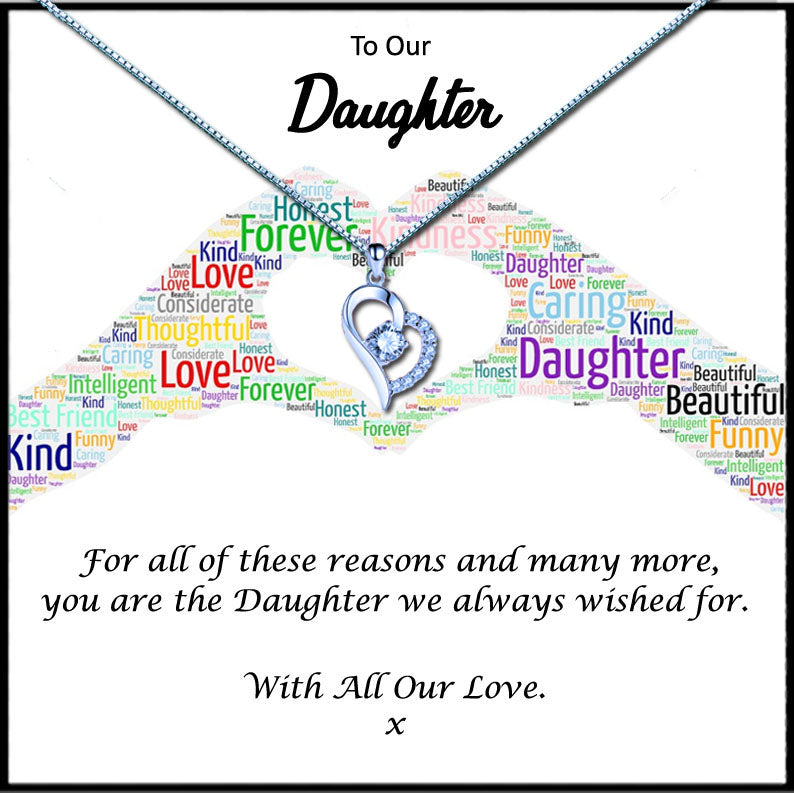 Daughter Word Art Hands Message Necklaces